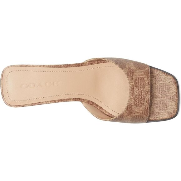 Coach Women's Sculpt C Sandals Tan Slip-On Designer Logo Pattern Casual - Picture 4 of 7
